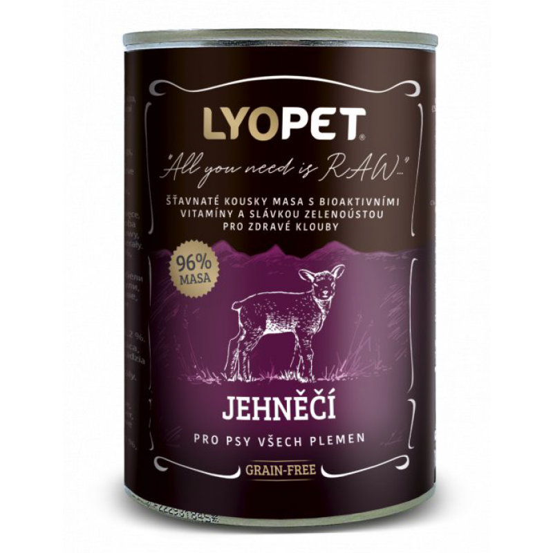 Lyopet 96 % Mięso jagnięce 400 g (konserwowe dla psów wszystkich ras)