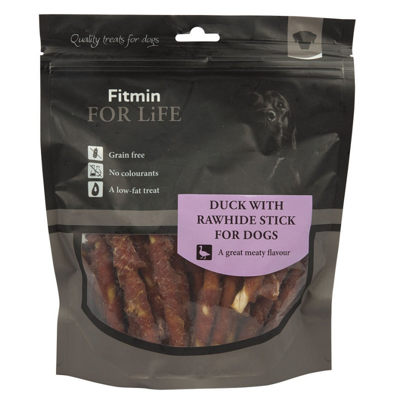 Przysmak FFL dog treat duck with rawhide stick 400g