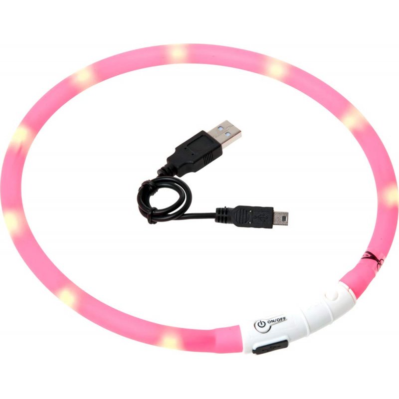 Obroża różowa Visio Light 35cm USB Karlie