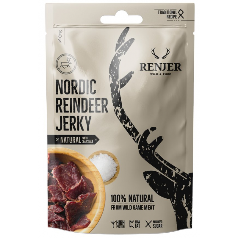 RENJER Traditional Nordic Reindeer (Renifer) Jerky Sea Salt 25g