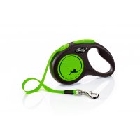 Smycz FLEXI Neon S pasek 5m / 15kg, kolor czarno / zielony. NOWOŚĆ