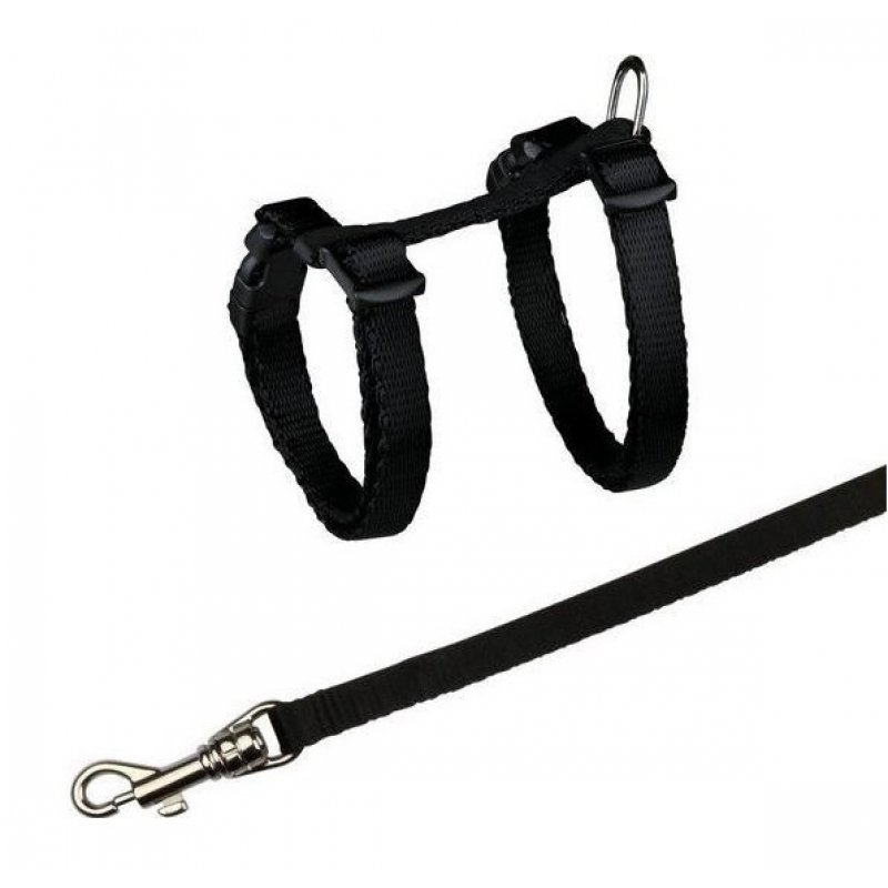 Szelki Kitten nylonowe + smycz 120cm czarne KARLIE