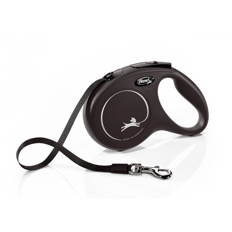 Smycz FLEXI Classic NEW M z paskiem 5m / 25kg czarna