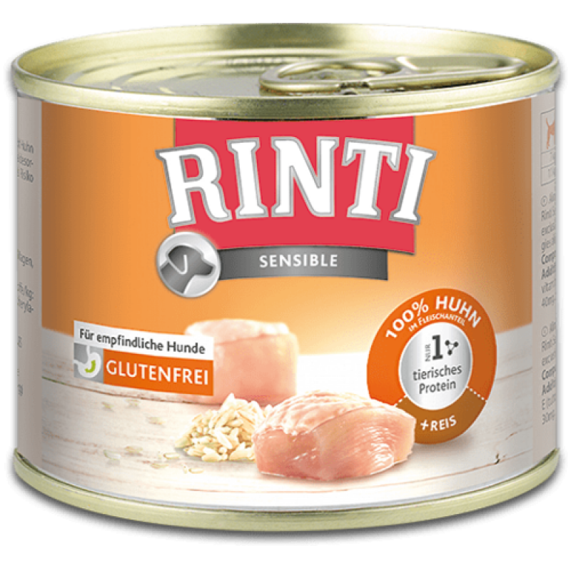 Rinti Dog Sensible kurczak w puszce + ryż 185g