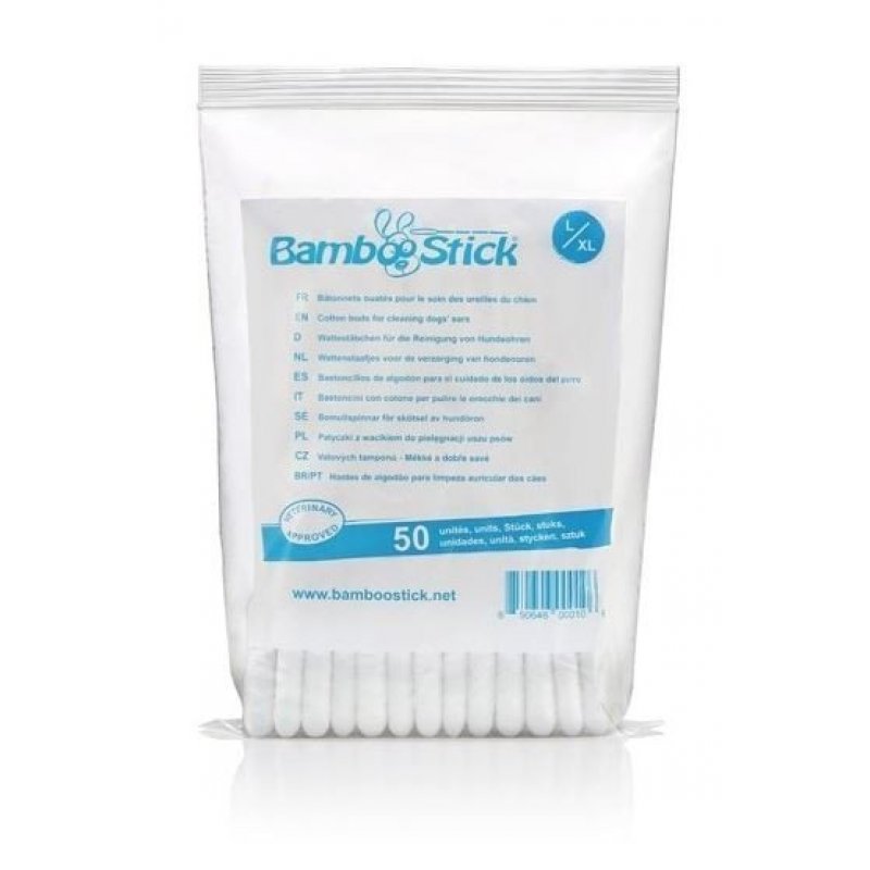 Waciki bawełniane BambooStick L / XL do czyszczenia. uszy psa 50szt