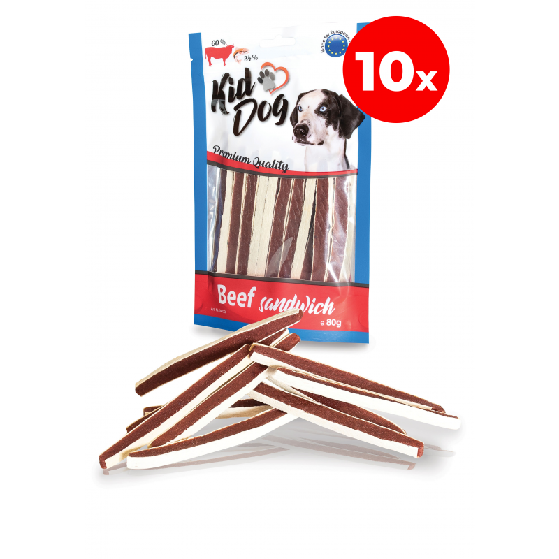 KIDDOG przysmak z wołowiną i dorszem 10 x 80 g
