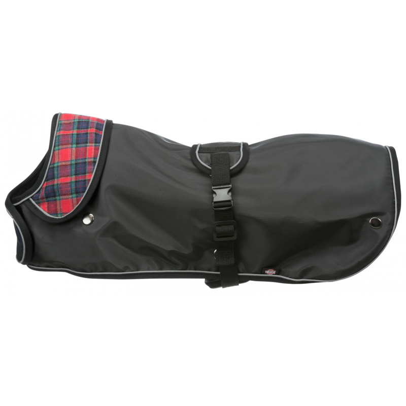 Płaszcz 2w1 HERMY, dla jamnika, XS: 28 cm, czarno/czerwony