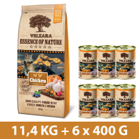 Velxara Dry FM GF dog adult chicken 11,4 kg + 6 KONSERW