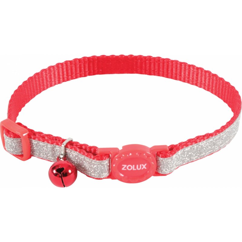 Obroża dla kota SHINY nylon czerwona 10mm / 30cm Zolux