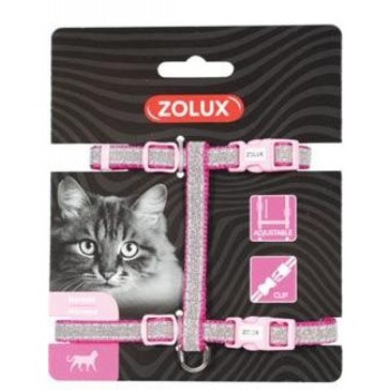 Szelki dla kota SHINY nylon różowe Zolux