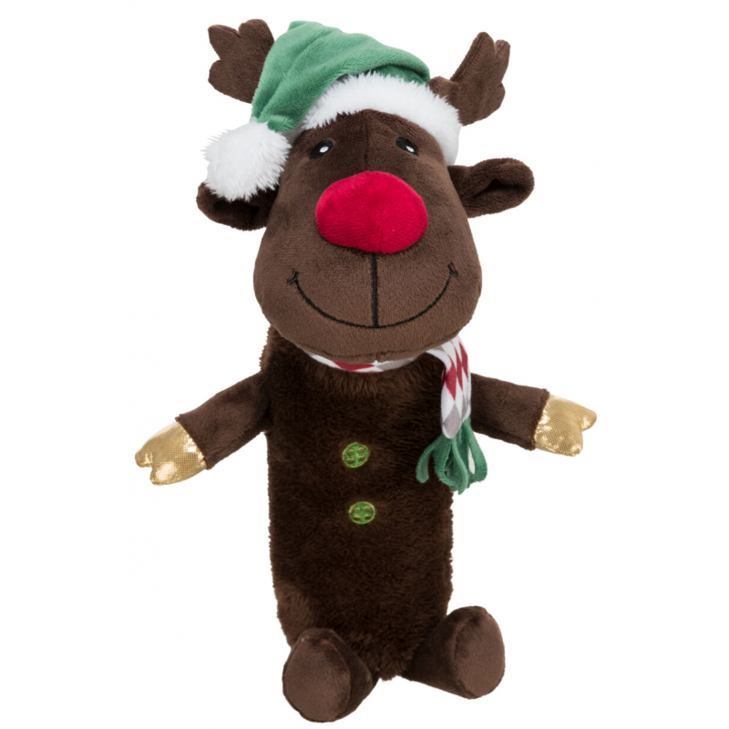 Xmas REINDEER, pluszowy renifer z butelką w środku, 45 cm