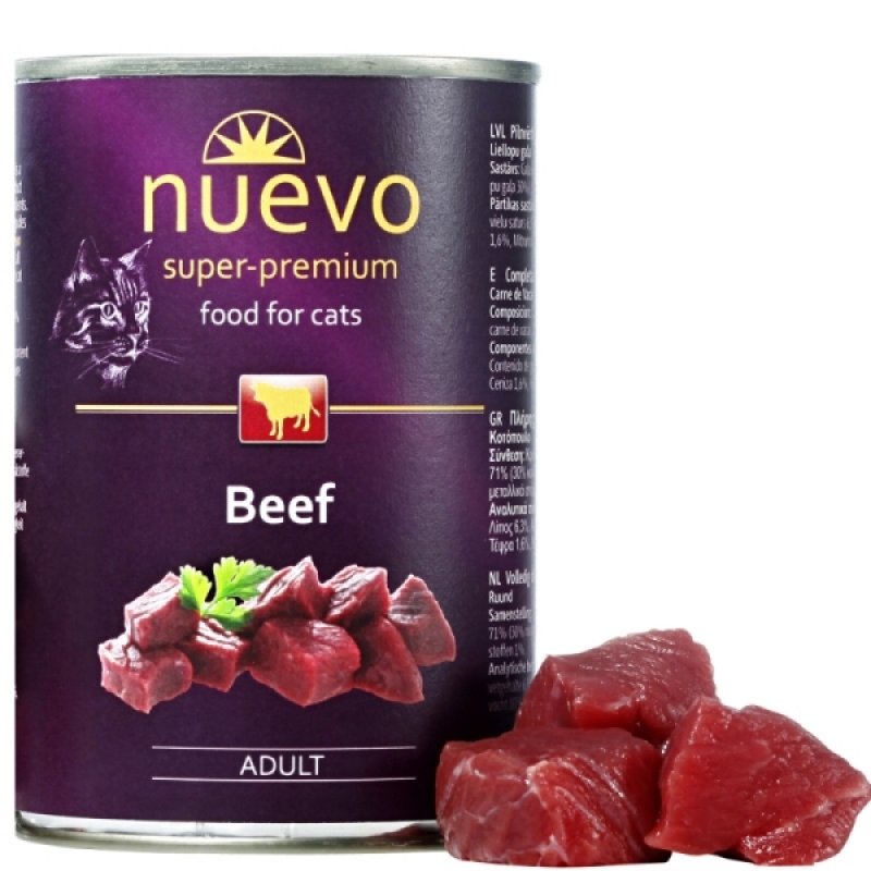 Nowy kot dorosły Wołowina w puszkach 400g