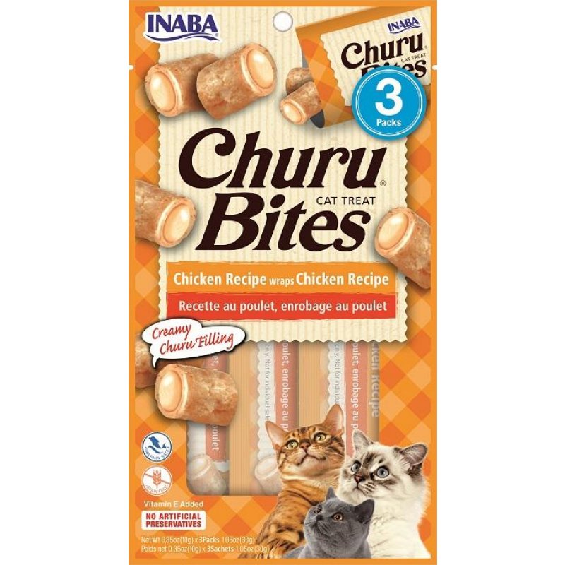 Churu Cat Bites Chicken wraps&Chicken Purée 3x10g