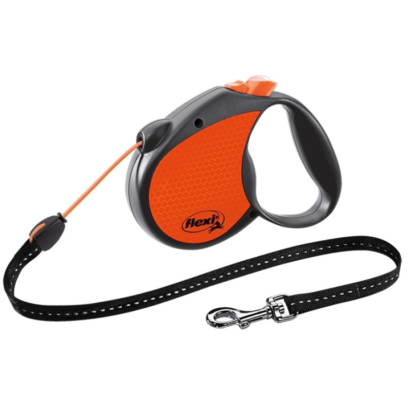 Smycz FLEXI Neon Reflect M 5m/20kg pomarańczowa