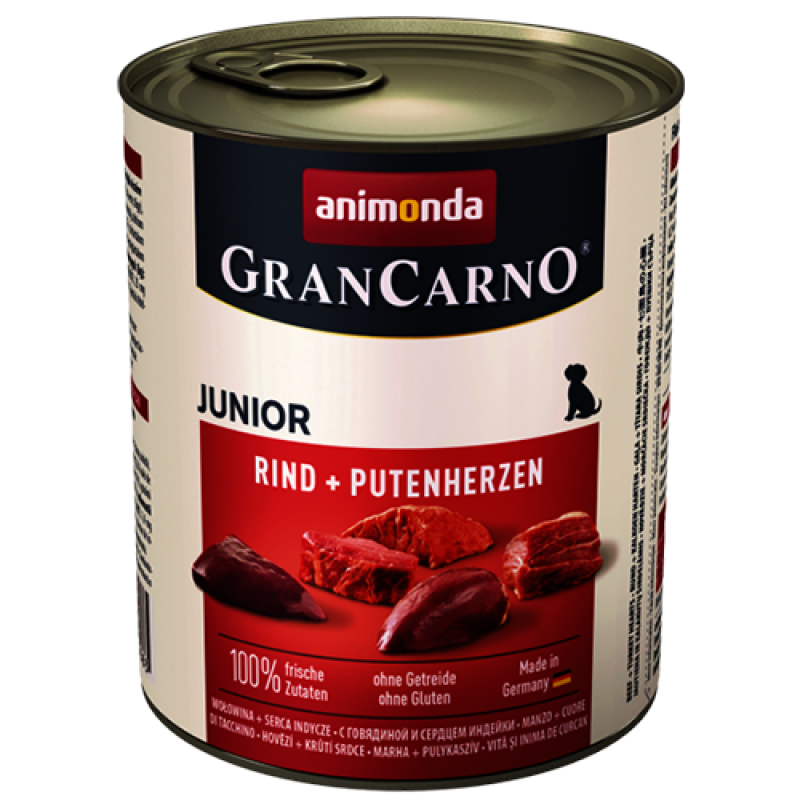 Animonda GRANCARNO Junior Beef & Turkey Hearts 800g