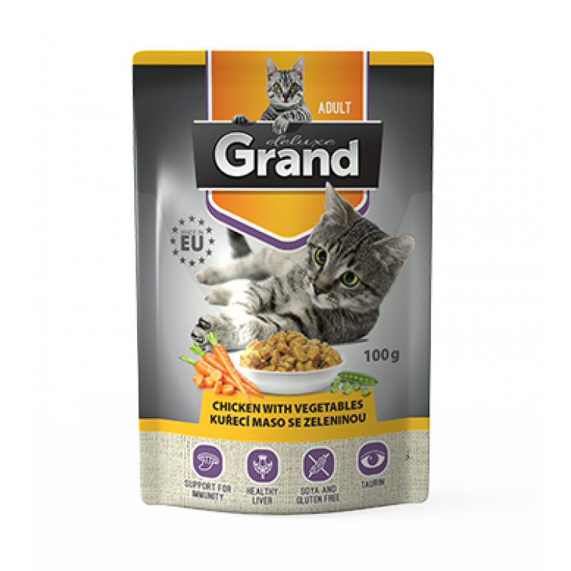 Czapki GRAND. cat deluxe 100% kurczak z zel. 100g