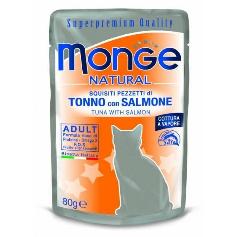 MONGE NATURAL CAT - saszetka z tuńczykiem i łososiem 80g