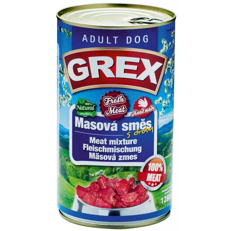 GREX Mieszanka mięsna w puszkach dla psów 1280g