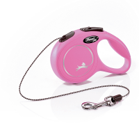 Smycz FLEXI Classic NEW XS z kablem 3m / 8kg różowa