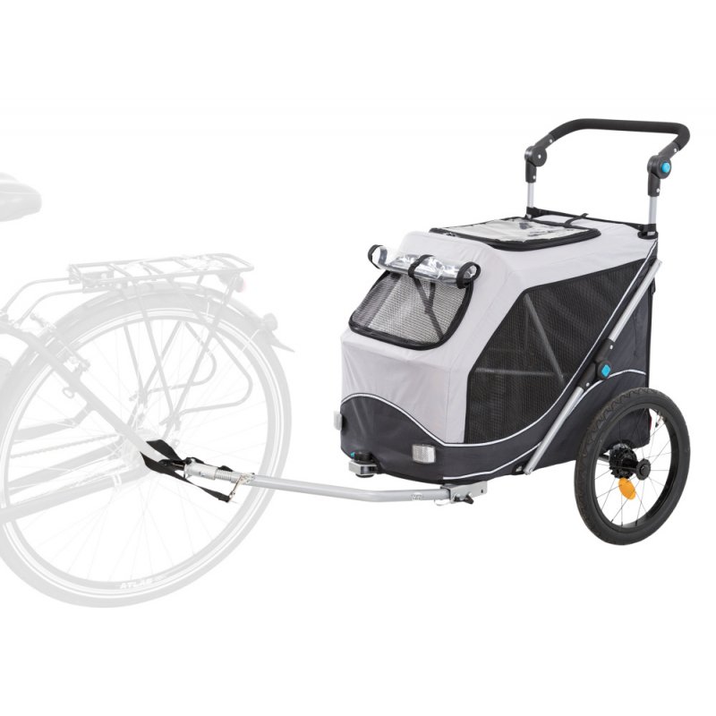 Przyczepka rowerowa z funkcją szybkiego montażu L 74 x 95 x 103/143 cm szara
