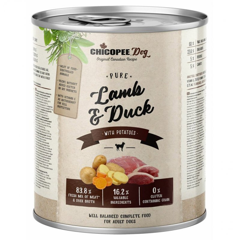 Chicopee Dog Pure Lamb&Duck konserwa 800g