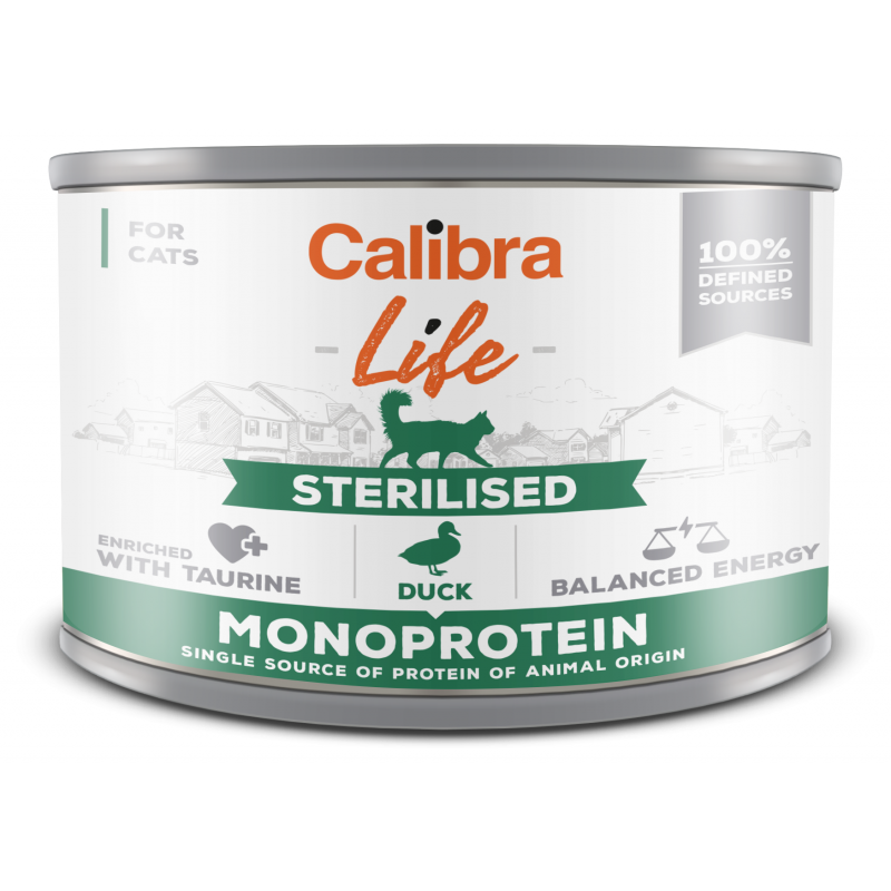 Calibra Cat Life konz. Sterilised Duck 200 g (min. odběr 6 ks)