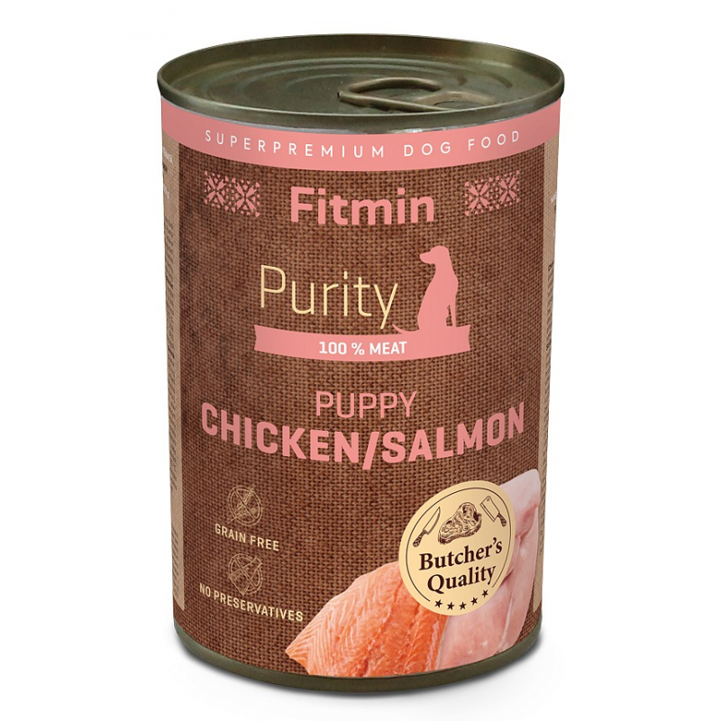 Fitmin dog Purity tin konserwa PUPPY salm&chicken 400g