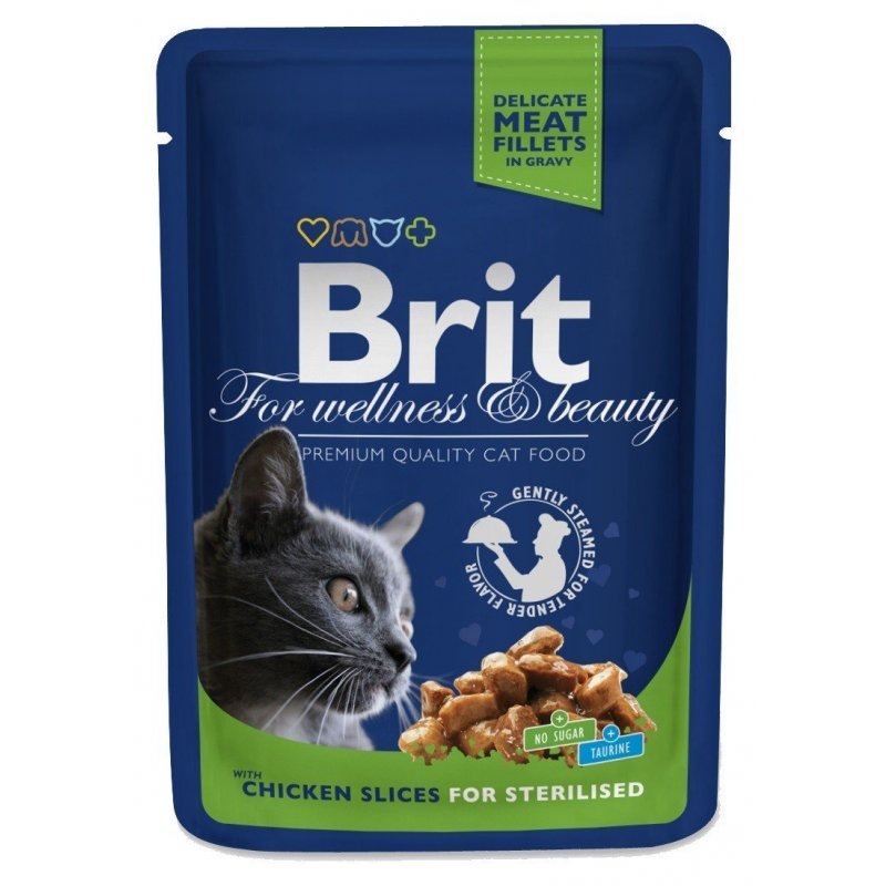 Brit Premium Cat kapsa Chicken Slices for Sterilised 100g