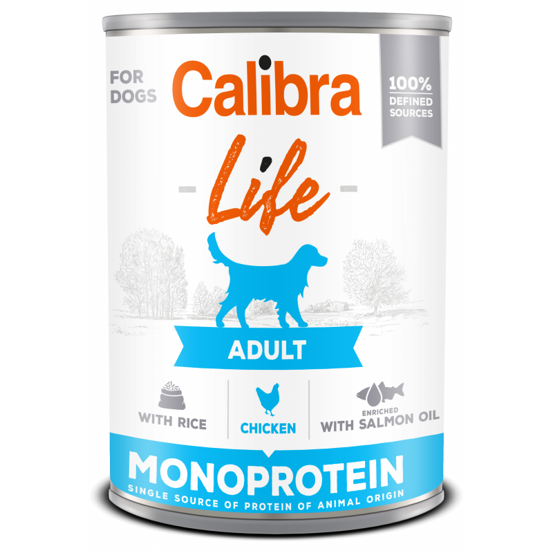 Calibra Dog Life konz. Adult Chicken&Chicken hearts & rice 400g (min. odběr 24ks