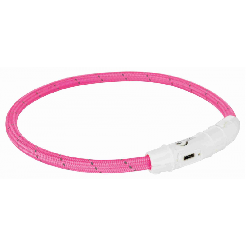 Świecąca obroża USB XS-S 35 cm / 7 mm różowa