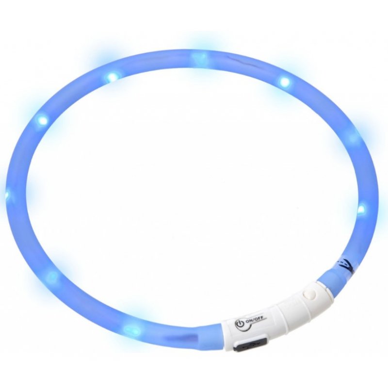 Świecące obroże Visio Light 70cm niebieskie USB