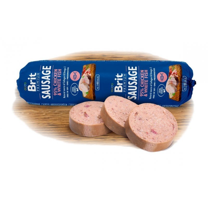 Brit Sausage Chicken & White Fish 800g