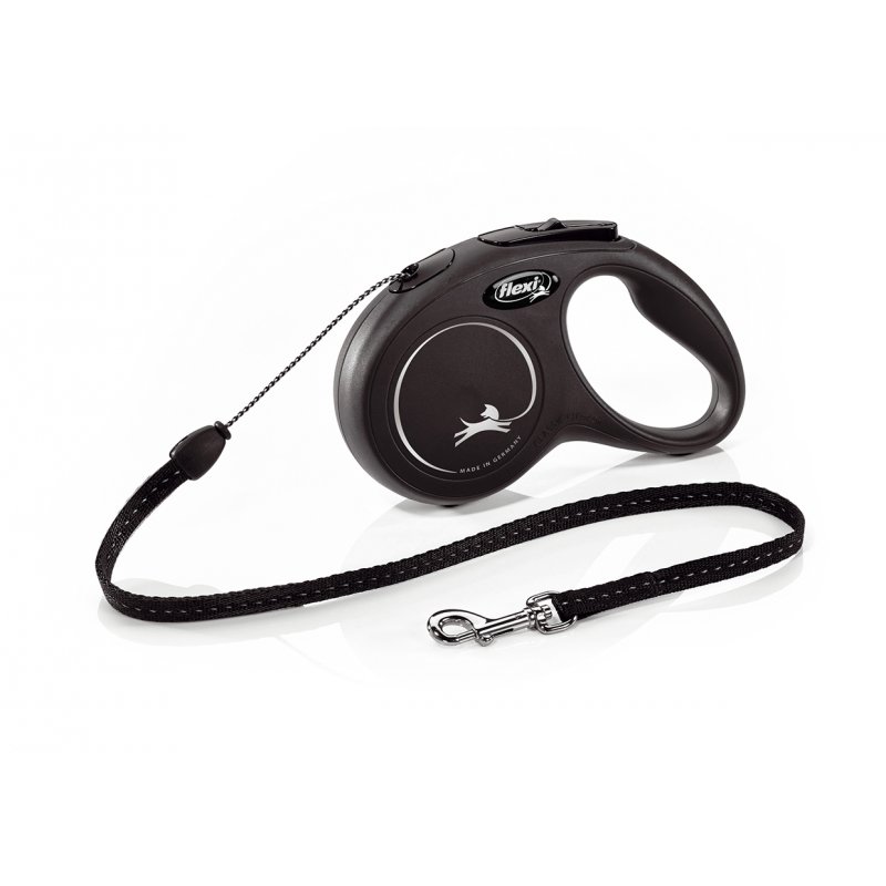 Smycz FLEXI Classic NEW S z kablem 5m / 12kg czarna