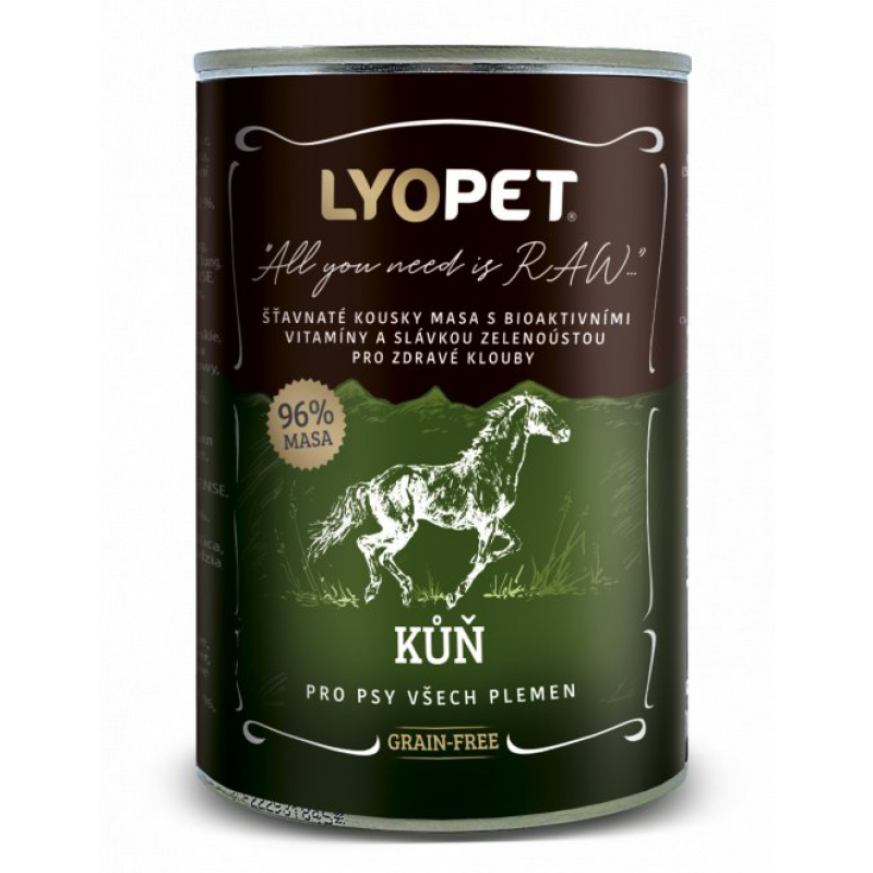 Lyopet 96 % Mięso końskie 400 g (puszkowane dla psów wszystkich ras)