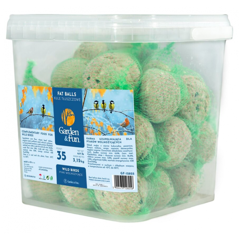GARDEN FUN opakowanie kulek łojowych dla ptaków 90g w wiaderku (35 szt. w opakow