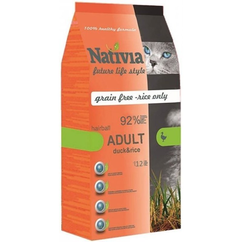 Nativia Cat Adult Duck & Rice Hairball 1,5kg