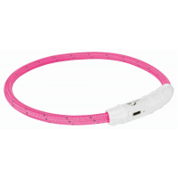 Świecąca obroża USB M-L 45 cm / 7 mm różowa