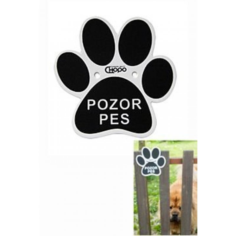 Tabliczka plastikowa Uwaga Pies - Łapa 15x15cm 1szt