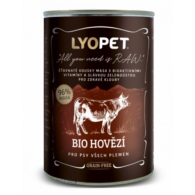 Lyopet 96 % BIO Wołowina 400 g (puszkowa dla psów wszystkich ras)