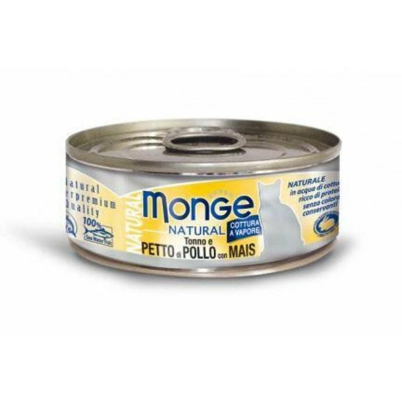 MONGE NATURAL CAT - konserwa kurczak/kukurydza 80g