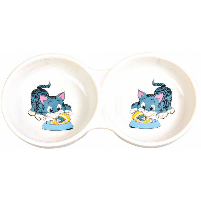 Miska ceramiczna dla kota podwójna 2x150ml 11cm Trixie