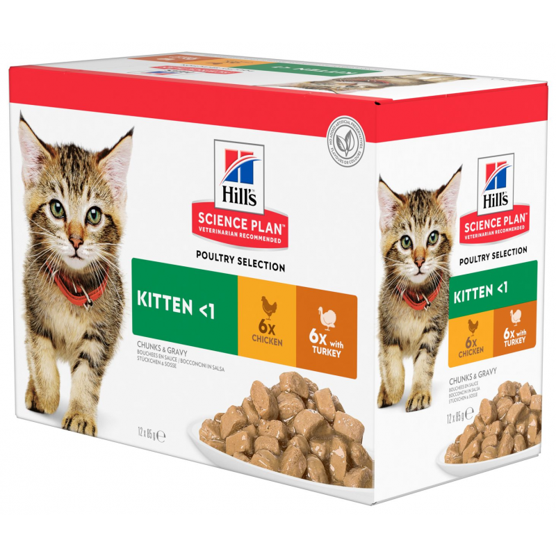 WET "BIG BOOST": Hill's Fel. SP Kitten Chicken&Turkey Kieszeń 12x85g