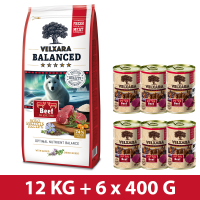 Velxara BALANCED Dry FM Dog Adult Monoprotein Beef & Rice 12 kg + 6 KONSERW