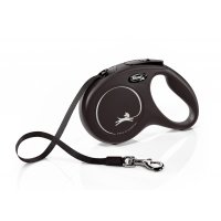 Smycz FLEXI Classic NEW M z paskiem 5m / 25kg czarna
