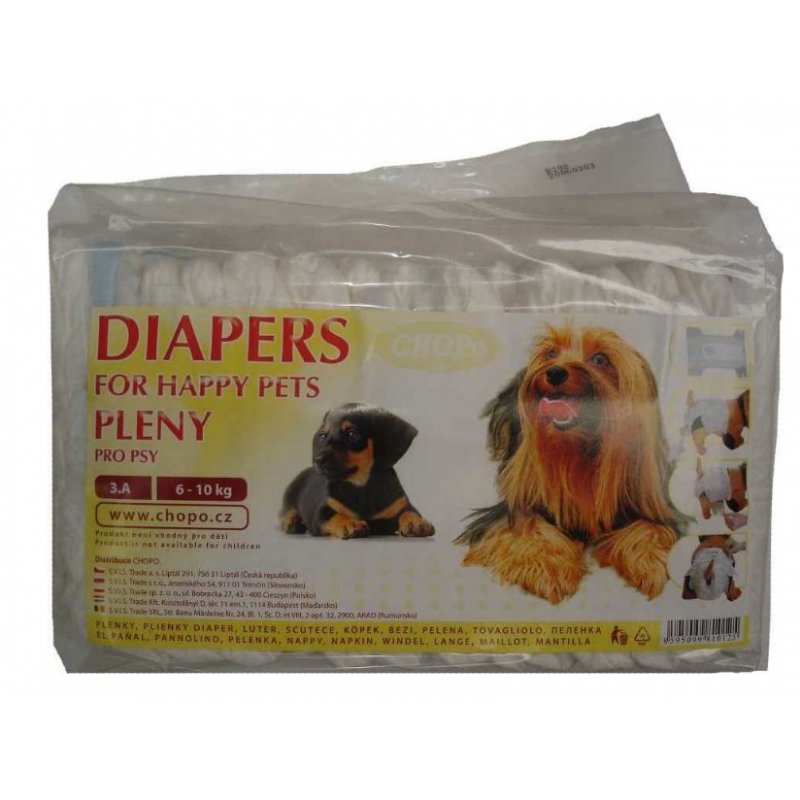 Pieluchy dla psów rozmiar 3A 6-10 kg (15szt)